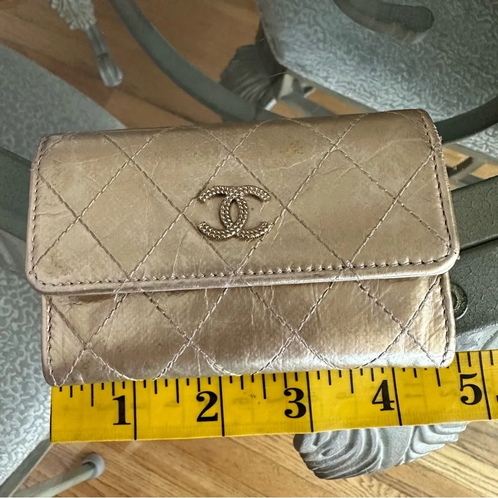 Chanel Palette Metallic Aged Flap Card Case Authentic 2011 Gold - Picture 8 of 15